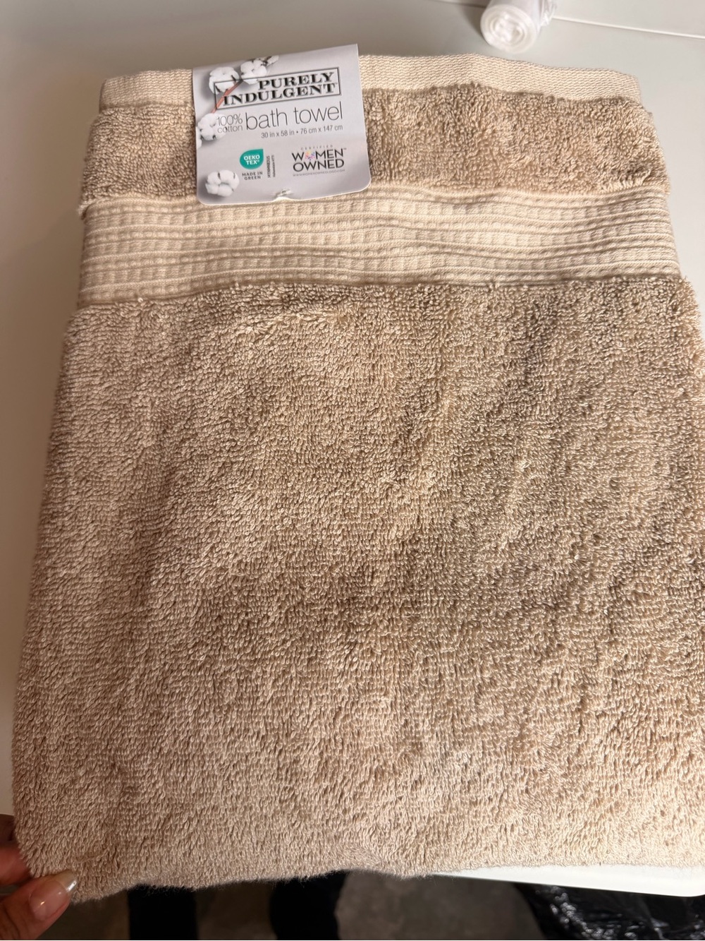 Purely Indulgent 100% Cotton Bath Towels – Set of 2 – Beige 30” x 58”